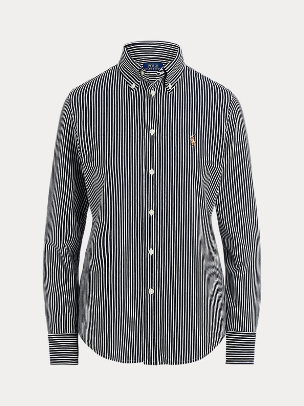 Ralph Lauren Women Striped Slim Fit Knit Cotton Oxford Shirt - XS